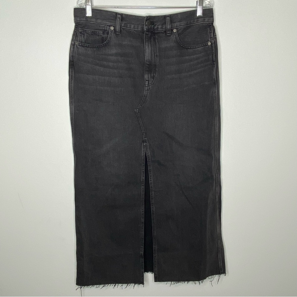 Madewell Vintage Wash Grey Denim Midi Skirt